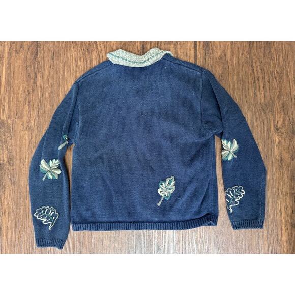 Dressbarn Vintage Zip Up Collared Fall Theme Knitted Jacket - Picture 5 of 6